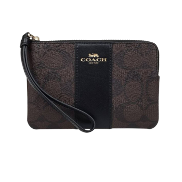 Monedero Coach Corner Zip Café